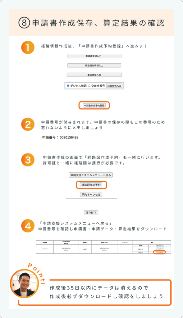 申請書作成保存、算定結果の確認