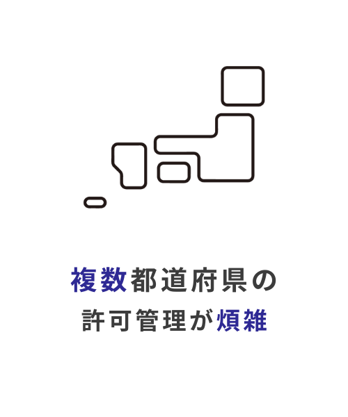 複数都道府県の許可管理が煩雑