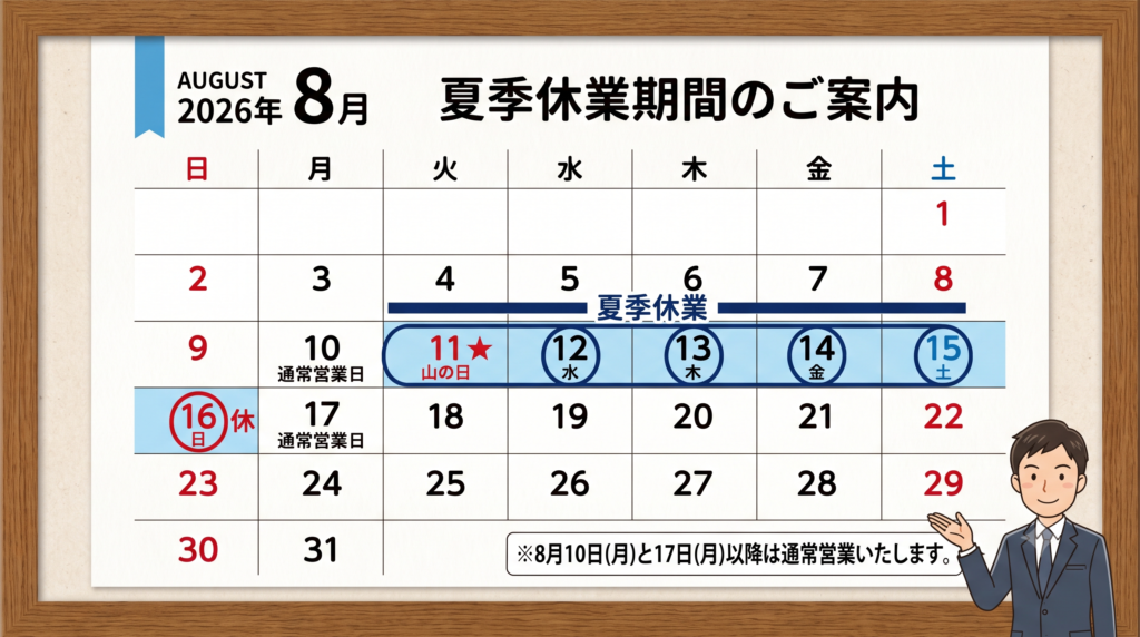 夏季休業2026